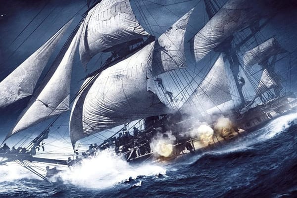 A painting of a sail ship on a wild ocean