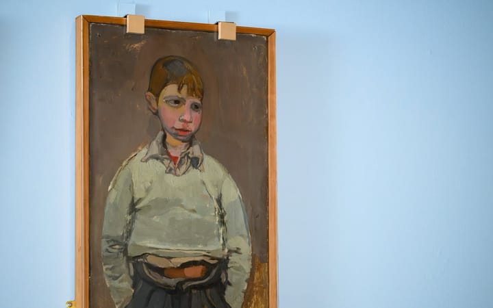 Joan Eardley's 1955 oil portrait of Andrew Samson, a young boy in a pale jumper.